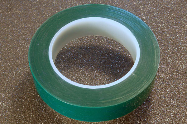 Green polyester masking tape close-up