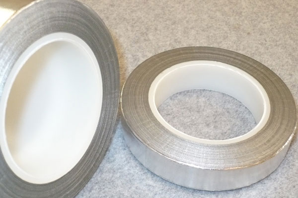 Laminated foil and glass tape close-up