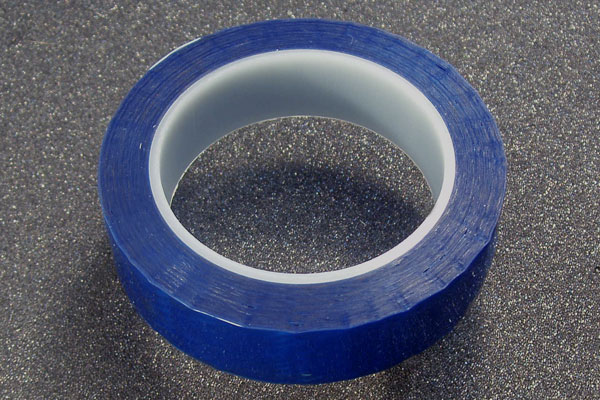 Blue polyester tape close-up